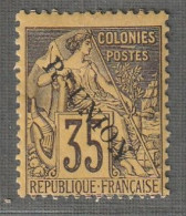 REUNION - N°25 * (1891) 35c Violet-noir Sur Jaune - Unused Stamps