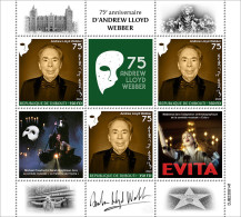 Djibouti 2023 75th Anniversary Of Andrew Lloyd Webber.  (614) OFFICIAL ISSUE - Music