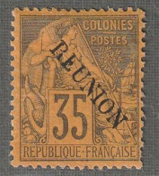 REUNION - N°25a * (1891) 35c Violet-noir Sur Jaune-orange - Unused Stamps