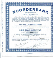 NOORDERBANK; Inschrijvingsbewijs - Banque & Assurance
