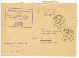 Germany, East 1967 Cover; Wismar, Kreisbetrieb Für Landtechnik To Wutha, VEB Petkus Landmaschinenwerk; ZKD Handstamp - Lettres & Documents