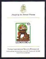 Lesotho Christmas Proof Card - Santa Claus Getting Mail With Presents Ready To Go - Lesotho (1966-...)