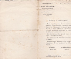 BOURGES CARTE D INVITATION DES ANCIENS SOUS OFFICIERS DE LARMEE FRANCAISE UN CONCERT SUIVI D UNE SAUTERIE ANNEE 1909 - Programas