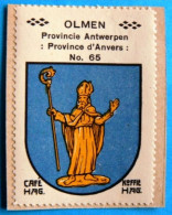 Prov. Antwerpen N065 Olmen Timbre Vignette 1930 Café Hag Armoiries Blason écu TBE - Tè & Caffè