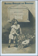 T1009/ Biefkasten  Geburtstag Foto AK Mädchen Mit Brief 1908 - Poste & Postini