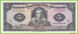 Voyo ECUADOR 5 Sucres 1988 P113d(5) IE UNC V - Ecuador