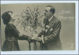 P2V57/ Pfingsten - Paar Mit Blumen Schöne Foto AK Ca.1912 - Pentecostés