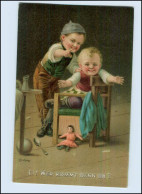 W7K96/ Kinder Mit Puppe Litho Künstler AK Kleehaas 1922 - Autres & Non Classés