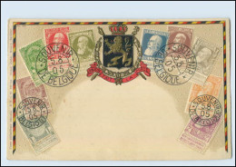 T3710/ Briefmarken AK Belgien Litho Prägedruck 1905 - Briefmarken (Abbildungen)