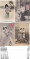 Lot 4 CPA. FANTAISIES. DORTZAL (Vaudeville) / Chapeau Canotier / La Marguerite Trompeuse ...Z925 - Femmes