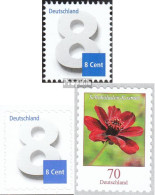 BRD 3188,3196,3197 (kompl.Ausg.) Postfrisch 2015 Ziffernzeichnung, Blumen - Ongebruikt