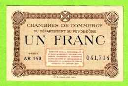 FRANCE / CHAMBRES De COMMERCE Du DEPARTEMENT Du PUY De DÔME / 1 FRANC / N° 041,714 / SERIE AR 143 - Handelskammer