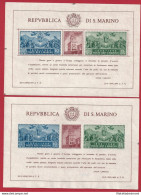 1945 SAN MARINO, BF N° 6b/7b  MNH/** Filigrana Hammermill Bond-Made In USA - Blokken & Velletjes