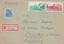 Allemagne-DDR-1958-lettre Recommandée De HETTSTEDT  Pour PESSAC-33 (France)..timbres Sur Lettre..daté  12-6-1958 - Cartas & Documentos