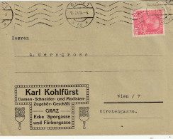 GRAZ  --  1916  --  BRIEF  --  KARL KOHLFURST  --  DAMEN - SCHNEIDER - Briefe U. Dokumente