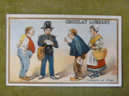 L'enquête Au Village - Chocolat Lombart - Chromo Illustrée Humoristique - Lombart