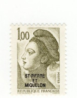 Liberté 1fr Olive  YT 2185 Surchargé St Pierre Et Miquelon Sans Phospho. Pas Courant, Voir Le Scan. - Unused Stamps