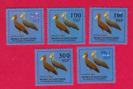 SOUTH SUDAN Stamps Unadopted Proof Set Overprint On 1 SSP Birds Shoe-billed Stork Südsudan Soudan Du Sud - Südsudan