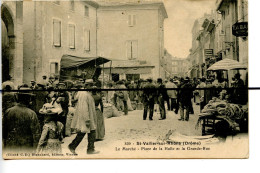 CPA . DROME. D26.SAINT VALLIER SUR RHONE.  LE MARCHE . PLACE DE LA HALLE ET LA GRANDE RUE. - Autres & Non Classés