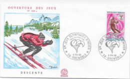 Enveloppe Premier Jour- Xe Jeux Olympiques D'Hiver-  DESCENTE 27 Janv 1968 Grenoble (38) F.D.C. 629 A N°1547 - 1960-1969