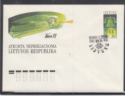 LITHUANIA 1991 Cover Special Cancel Independence Anniversary #LTV270 - Litauen