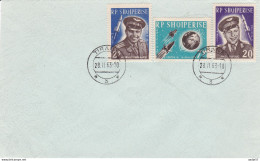 Albania FDC 1963 - Tirana Cancel (FDC) - Mi 611-613 - Vostok 3, 4 - Europe