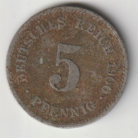 DEUTSCHES REICH 1900 E: 5 Pfennig, KM 11 - 5 Pfennig