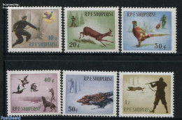 Albania 1965 Hunting Scenes 6v, Mint NH, Nature - Animals (others & Mixed) - Birds - Deer - Dogs - Hunting - Poultry -.. - Albanien