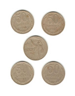 318/ RUSSIE (URSS) : 5 X 50 Kopeck : 1964 - 1966 - 1967 (commémorative) - 1980 - 1982 - Russia