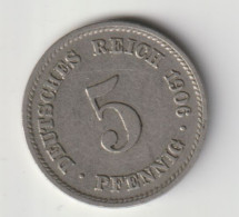 DEUTSCHES REICH 1906 E: 5 Pfennig, KM 11 - 5 Pfennig
