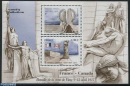France 2017 Battle Of Vimy S/s, Joint Issue Canada, Mint NH, History - Various - Flags - Joint Issues - Art - Sculptur.. - Ongebruikt