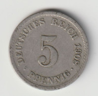 DEUTSCHES REICH 1908 F: 5 Pfennig, KM 11 - 5 Pfennig