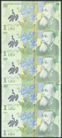 Romániei Lot 5 X 1 Leu Banknotes 2005 "Nicolae Iorga 1871-1940" Zust. Siehe Bild/er - Romania