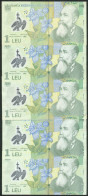 Romániei Lot 5 X 1 Leu Banknotes 2005 "Nicolae Iorga 1871-1940" Zust. Siehe Bild/er - Roemenië