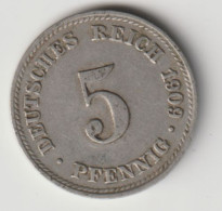 DEUTSCHES REICH 1909 D: 5 Pfennig, KM 11 - 5 Pfennig