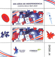 Costa Rica 2021 200 Years Independence S/s, Mint NH, History - History - Costa Rica