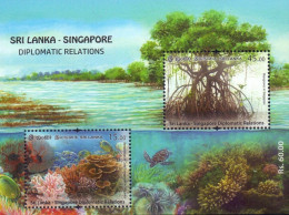 SRI LANKA 2021 JOINT ISSUE WITH SINGAPORE DIPLOMATIC RELATIONS MARINE LIFE MINIATURE SHEET MS MNH - Sri Lanka (Ceylon) (1948-...)