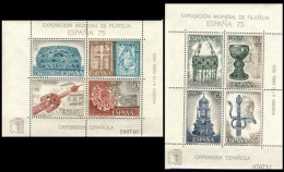 España 1975 Edifil 2252/3 Sellos ** HB Exposicion Mundial Filatelica Orfebrería Española Michel BL19/20 Yvert BF26/7 - Ongebruikt