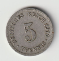 DEUTSCHES REICH 1910 F: 5 Pfennig, KM 11 - 5 Pfennig