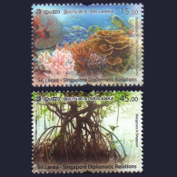 SRI LANKA 2021 JOINT ISSUE WITH SINGAPORE DIPLOMATIC RELATIONS MARINE LIFE COMPLETE SET MNH - Sri Lanka (Ceilán) (1948-...)