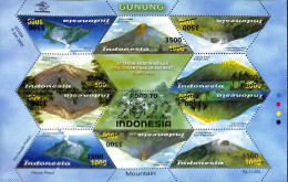 Indonesia 2022 Road To Indonesia, Gunung Overprints M/s, Mint NH, History - Geology - Indonesië