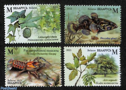 Belarus 2023 Invasive Species 4v, Mint NH, Nature - Fish - Flowers & Plants - Crabs And Lobsters - Fische