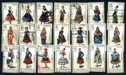 España - Lote De Sellos De Trajes Regionales De España (1967-1970) - Usati