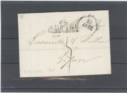 29 -BEAUCAIRE-LAC EN PORT DÛ POUR LYON -1828- GRIFFE ,NOIRE, 38x11 -29 / BEAUCAIRE + DATEUR -TAXE MANUSCRITE 5 - 1801-1848: Voorlopers XIX