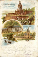 Gruss Aus Der Porta Westfalica - Litho - Porta Westfalica