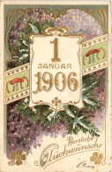 Neujahr - Jahreszahl 1906 - Prägekarte - Nouvel An
