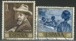 SPAIN, 1964, SOROLLA PAINTINGS STAMPS SET OF 2, # 1219, & 1222, USED. - Usados