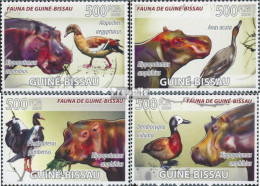 Guinea-Bissau 3816-3819 (kompl. Ausgabe) Postfrisch 2008 Flusspferde, Vögel - Guinée-Bissau