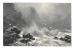 Artist Adolf Kaufmann Seascape Rocks Surf Flying Gulls Rembrandt Gravure AS Postcard - Paintings