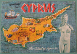 Mehrbildkarte Mit Landkarte "greetings From Cyprus - The Island Of Aphrodite" - Chipre